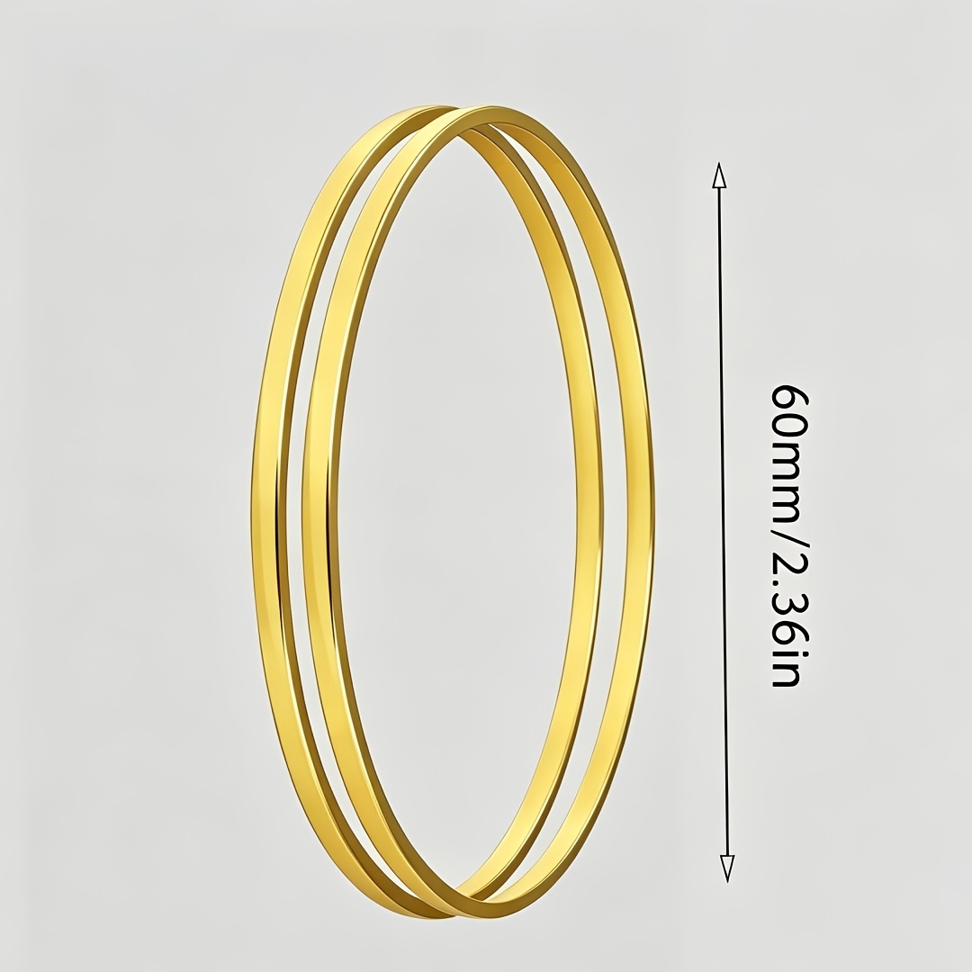 2pcs Women's Modern Stackable Round Bangle Set